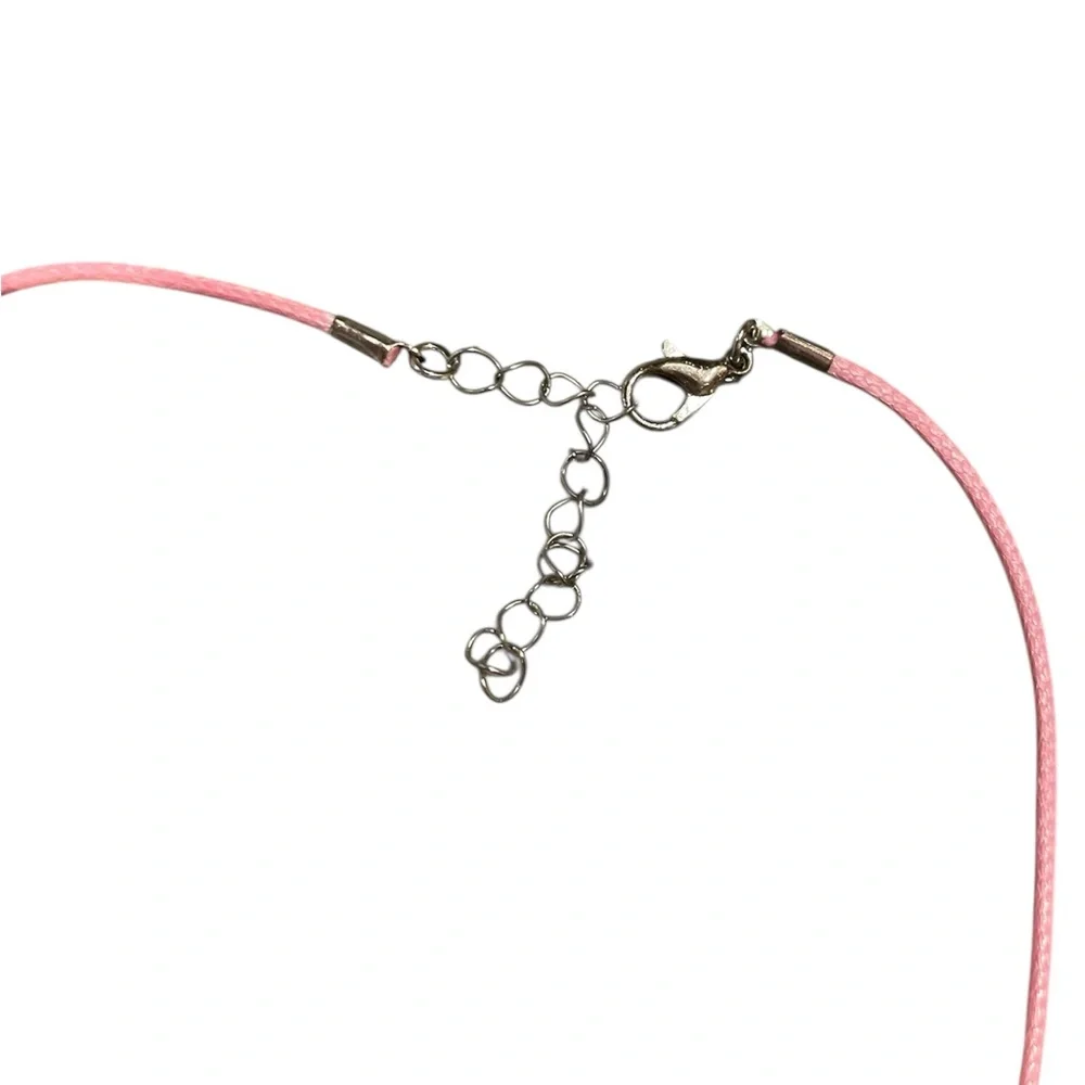 Handmade Bunny‎ Earrings and Necklace Set - Pink and White
